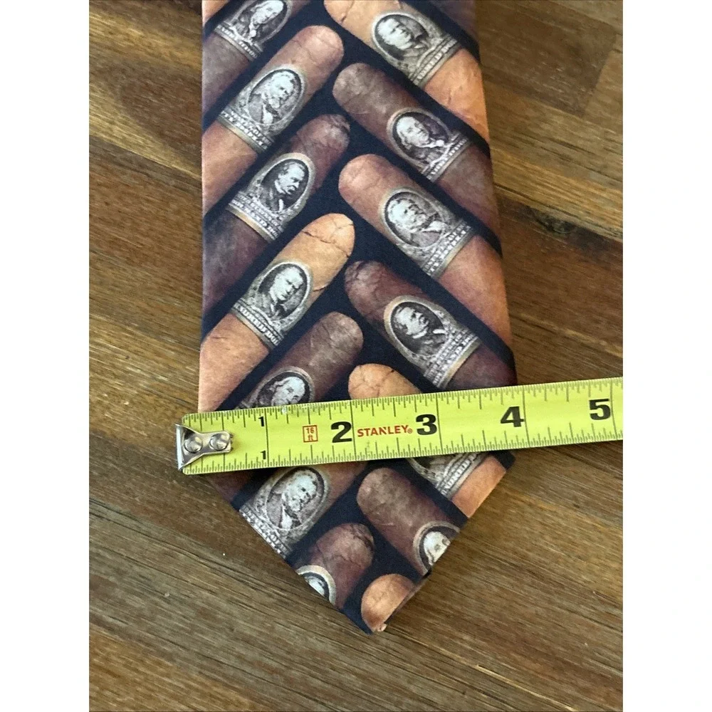 Vintage Ralph Marlin‎ 1997 Cigar Money Band Brown and Yellow Tie